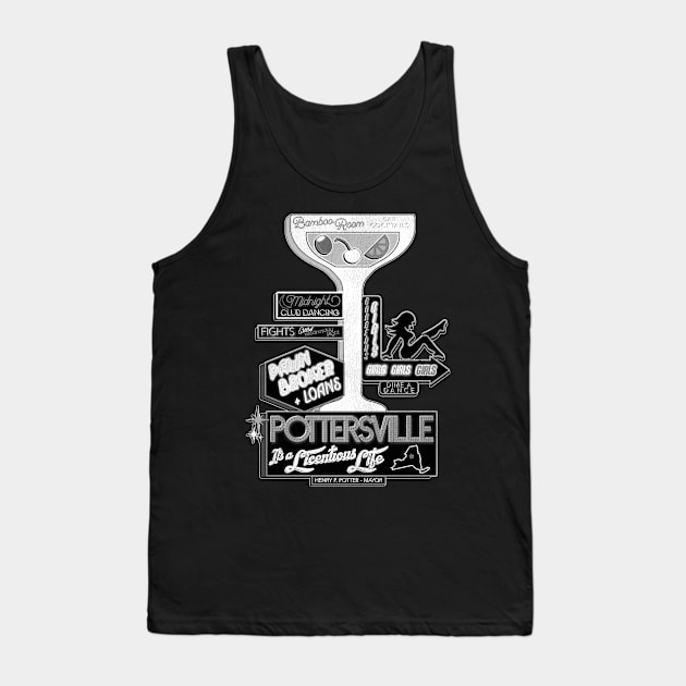 Pottersville (Black and White) Tank Top by darklordpug